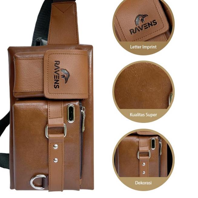 Terbaru.. Tas Selempang Pria Free Dompet Tas Ravens Waistbag Tas Slempang Anti Air Tas Pria Waist Ba