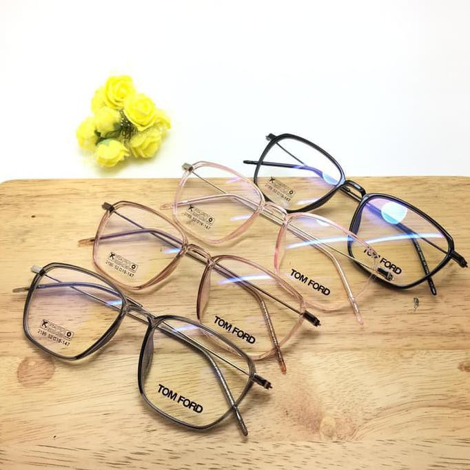 Frame Kacamata Minus Tom Ford Square Big Pria Wanita - Hitam