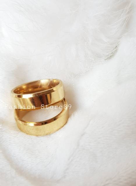 Cincin perhiasan nikah / tunangan halal titanium gold white import antikarat