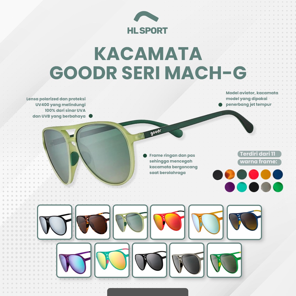 Kacamata GOODR MACH-G AVIATOR Running Bike Sunglasses Polarized Reflective Gradient UV400 Original