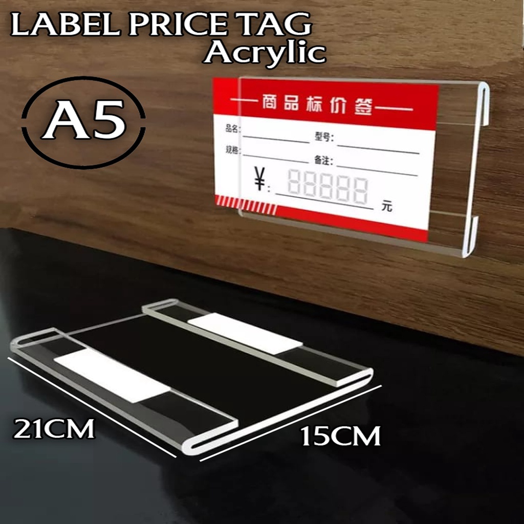 

Label Display Harga Acrylic / Akrilik Product Price Tag Besar / Tag Card Slip Minimarket / 21cm x 15cm