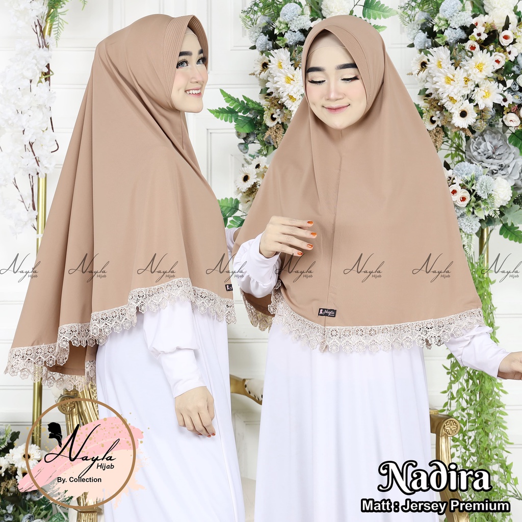 Jilbab Instan Jersey Terbaru Khimar Jersey Jumbo Renda Nadira Jilbab Bergo termurah  Nayla Hijab