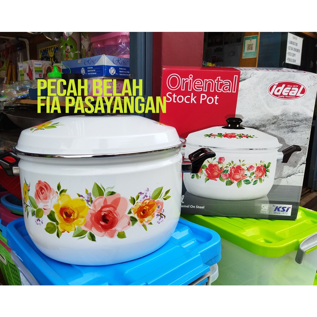 Panci Oriental Stock Pot 34 CM Ideal Kedawung 15,5 Liter Porcelain Enamel on Steel