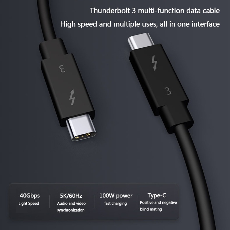 Vivi Thunderbolt 3 Kabel Data Transfer Fast Charging 100W 2.3Ft 40Gbps