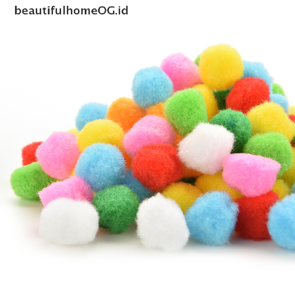 100 Pcs Pom Poms Ukuran 10mm 20mm 30mm 40mm Warna Campur Untuk Kerajinan Anak