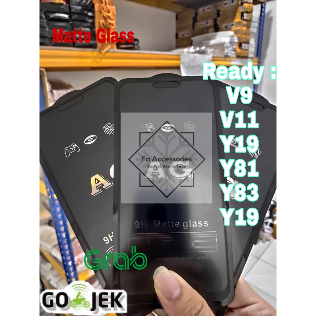 Tempered matte glass vivo v9 v19 v20 v21 v20se v23 v23e 5G e se v11 v11i v11pro y19 y81 y83 pro glear anti minyak