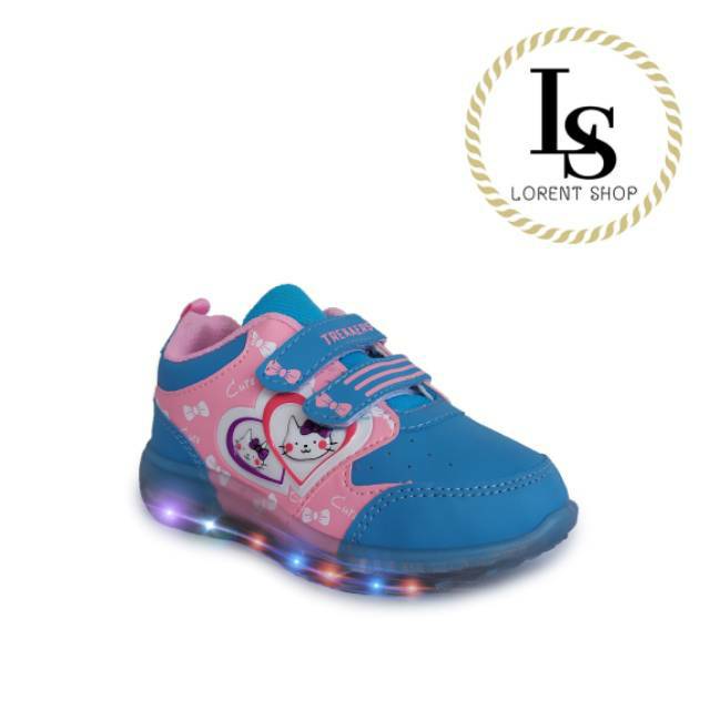 Sepatu Anak Perempuan Karakter Hello Kitty LED / Sepatu Kets Sekolah TK / Sepatu Sport Kids Lampu