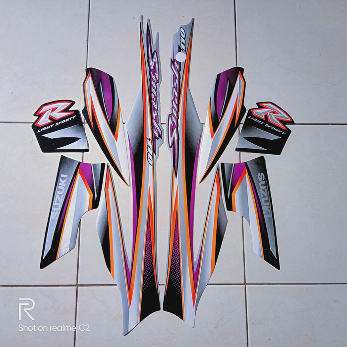 striping motor suzuki smash r 110 2005 silver hitam