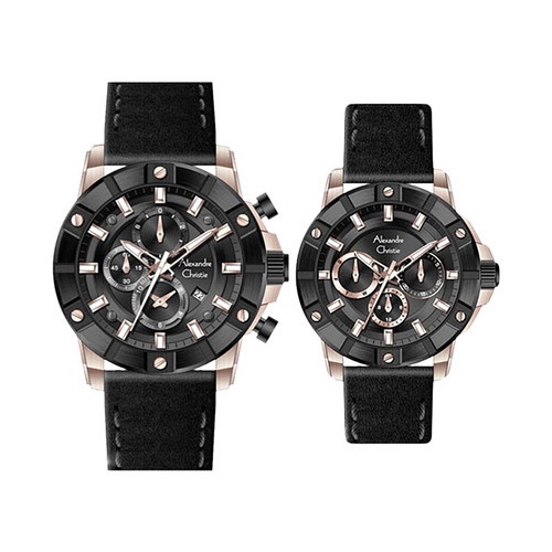 Jam Tangan Couple Alexandre Christie AC 6609 LBRBA Couple Black Dial