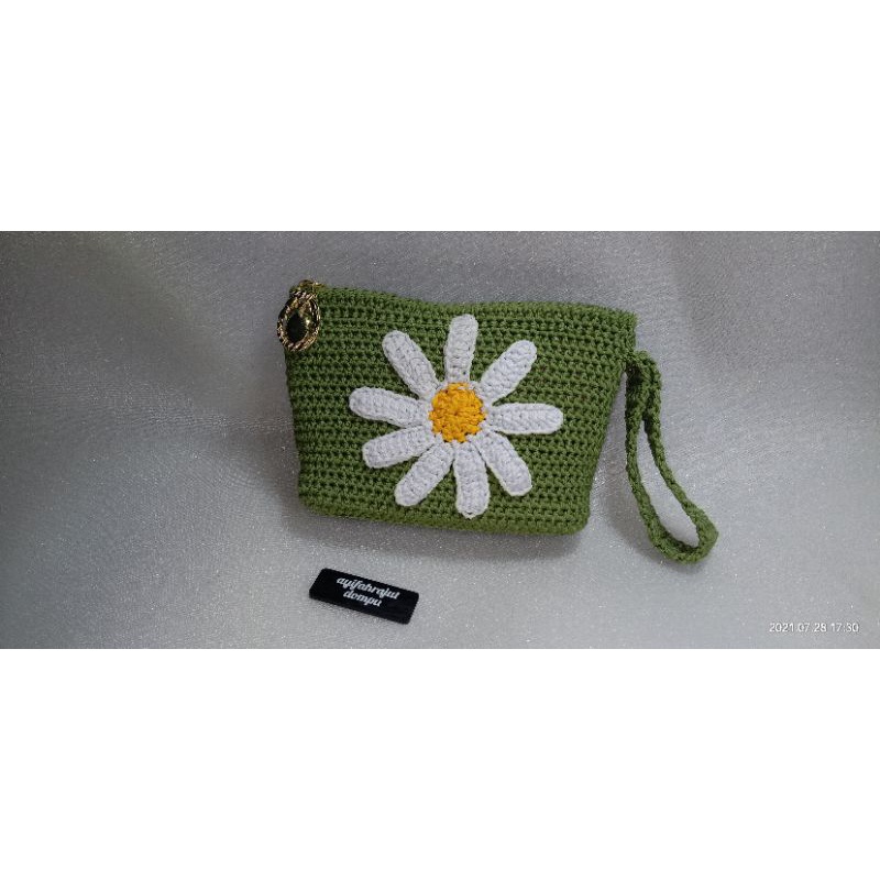 dompet koin rajut bunga daisy l dompet koin rajut l dompet koin l dompet rajut