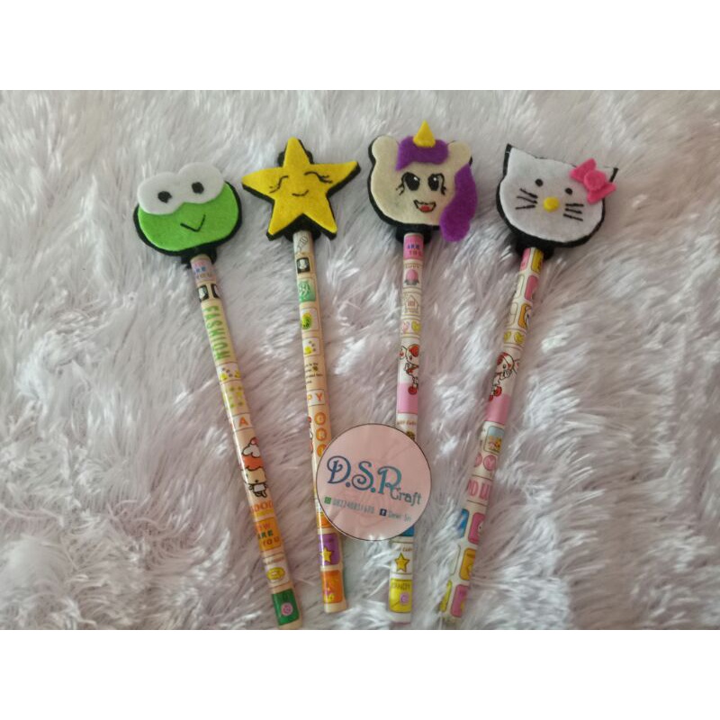 

pensil karakter flanel / hiasan pensil / pensil sekolah / alat tulis / ATK