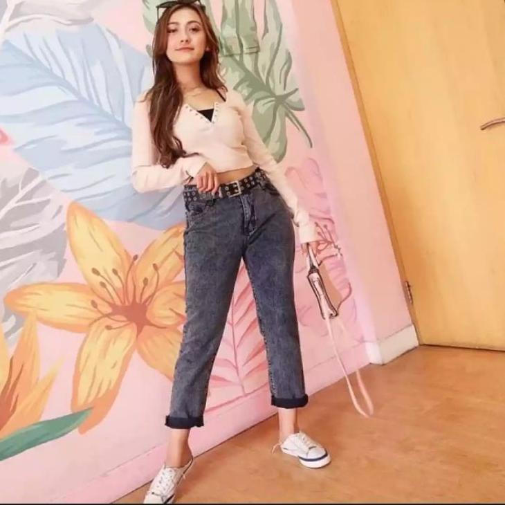 Terbaru.. Celana Boyfriend Jeans Black Snow Boyfriend Jeans Hitam Snow