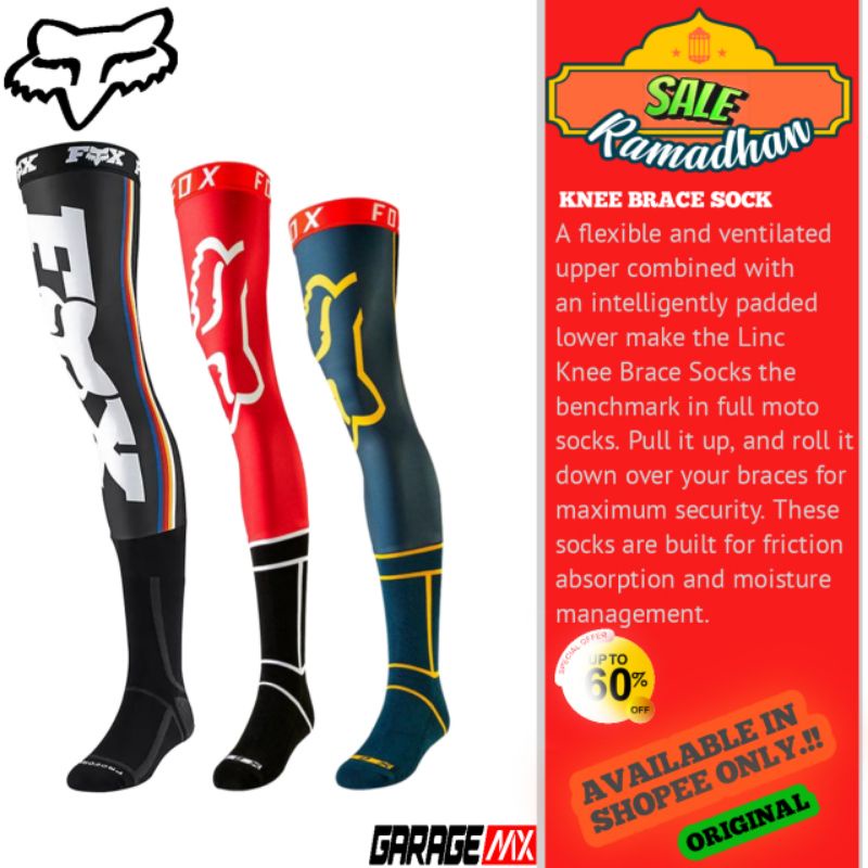 PROMO. LONG SHOCK KNEE BRACE KAOS KAKI PANJANG FOX ORIGINAL