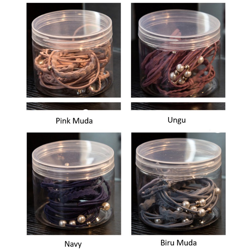 Gratis Ongkir - F519 Ikat Rambut 12 in 1 (FREE BOX) / Set Ikat Rambut Simple / Kunciran Rambut-4