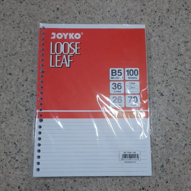

Loose Leaf B5 Joyko Isi 100 Lembar (182x257mm)
