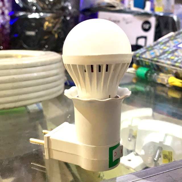 Lampu tidur 3watt / lampu + fitting colok saklar on/off lampu led 3watt dengan fitting colok on off