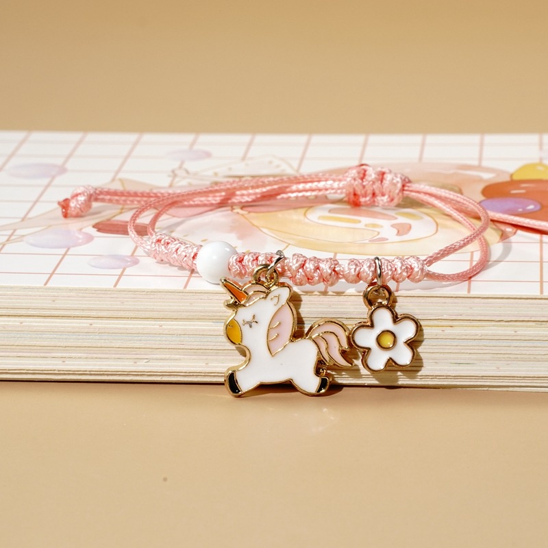 Gelang bangle bagus model korea terbaru lucu imut cantik cocok untuk hadiah bentuk buah binatang-Pink pony