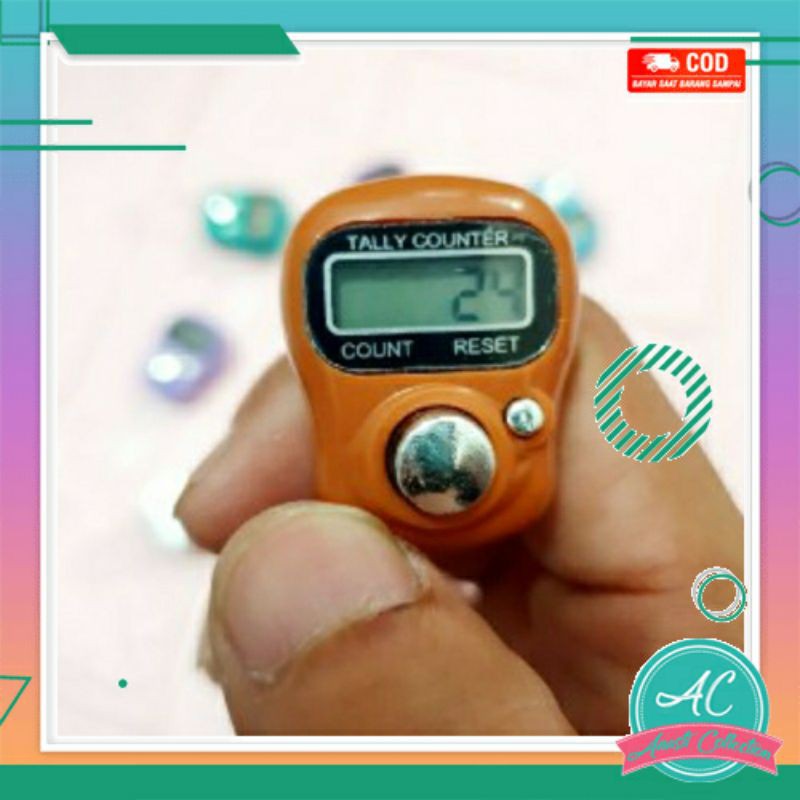 Tasbih digital LED mini finger counter alat penghitung tekan jari elektrik