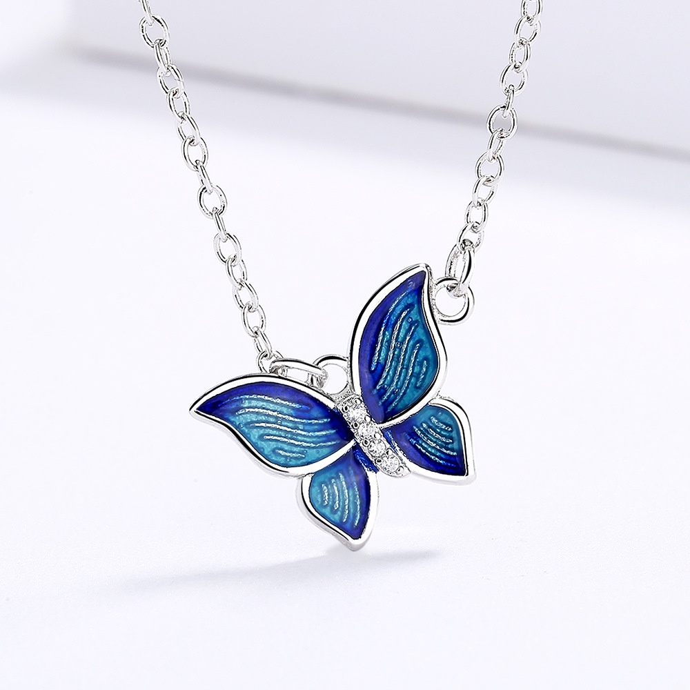 Kalung Set Enamel Kupu | Cincin Wanita | Anting Wanita | Kalung Titanium Anti Karat