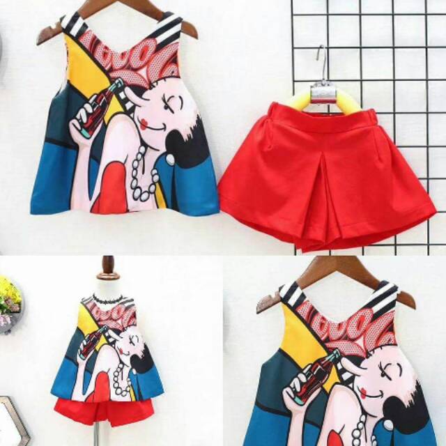 Setelan drinky olive popeye set kids cartoon