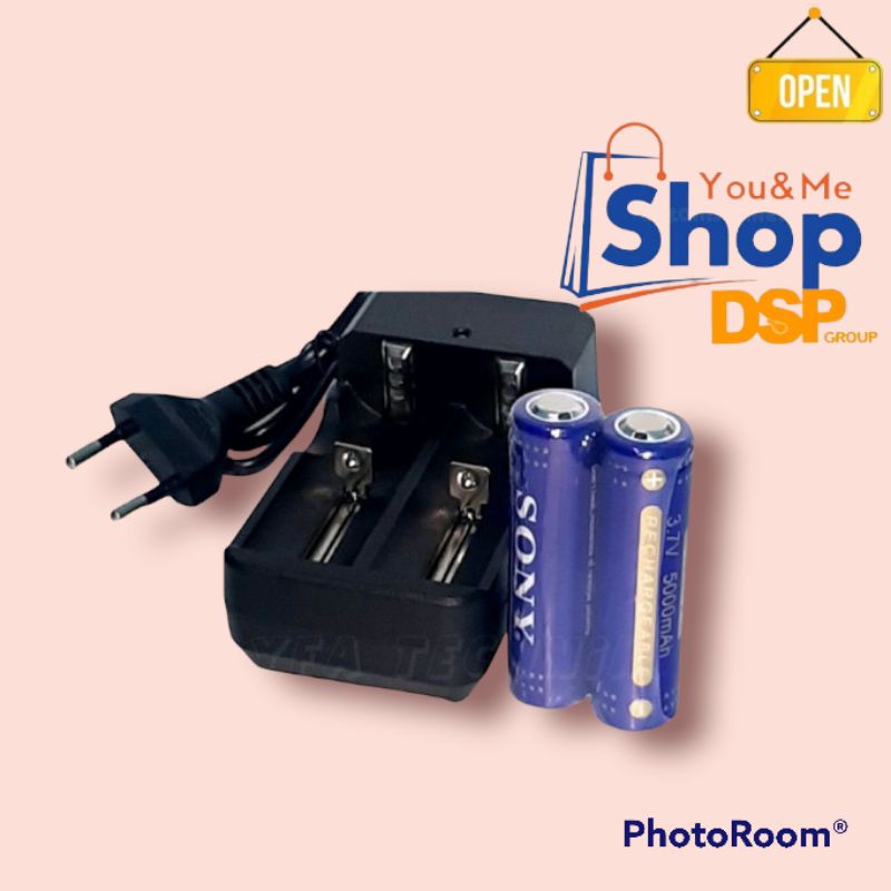 #changer 2 slot  + baterai sony 18650 3.7V 5000mah