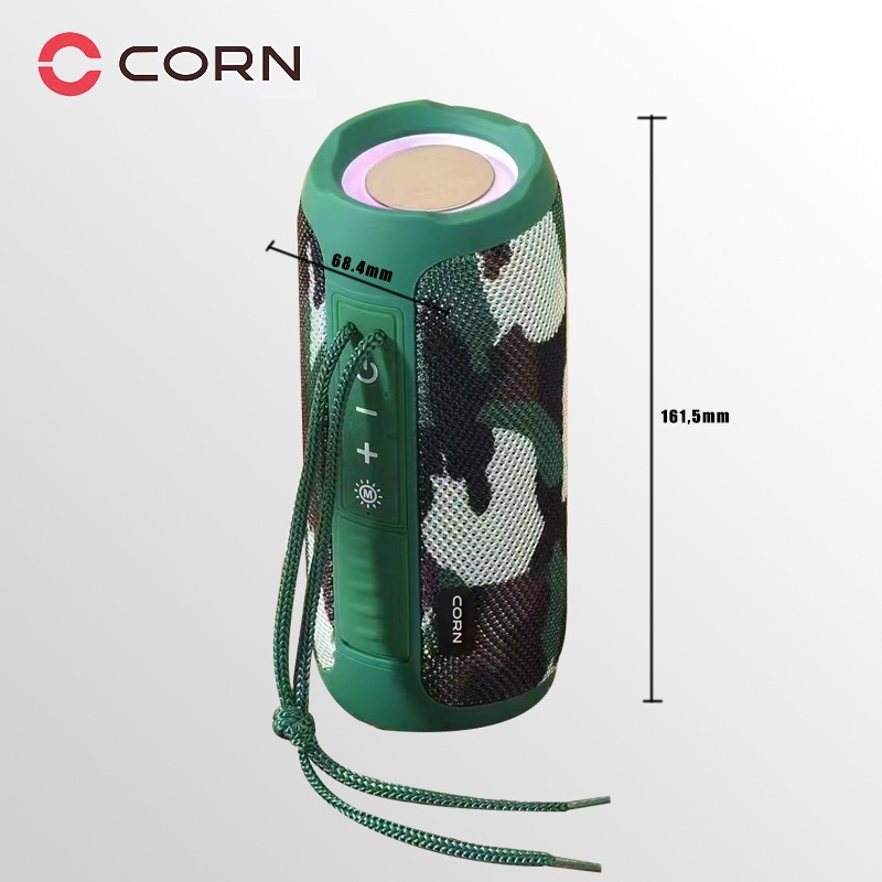 CORN Portabel Wireless Bluetooth 5.0 Speaker TWS Speaker Hi-FI SUPER Mega BASS Speker IPX6 Waterproof  Lampu LED USB Pengisian Cepat dengan Hand-free untuk PC/TV/Ponsel