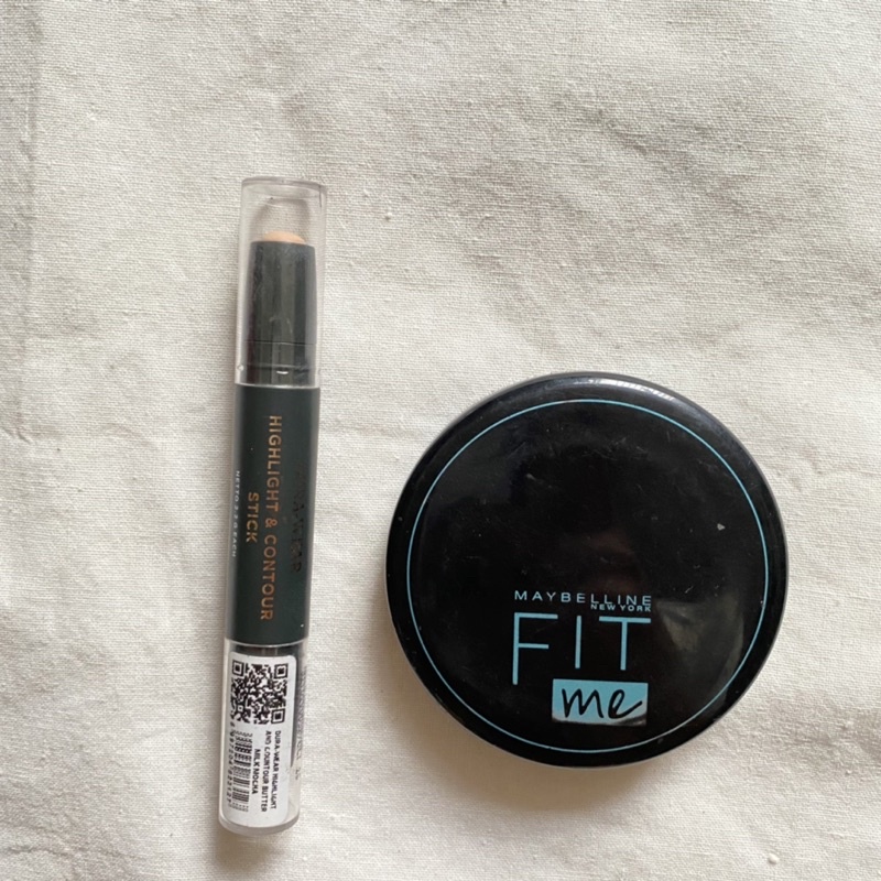 Preloved highlighter and contour stick mineral botanica & maybelline fit me powder