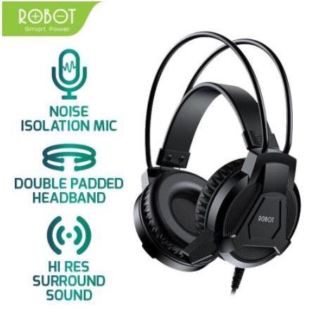 Robot RH-P10 Jack Audio Double Padded Headband Lightweight Wired Headset Black-Garansi Resmi 1 Tahun