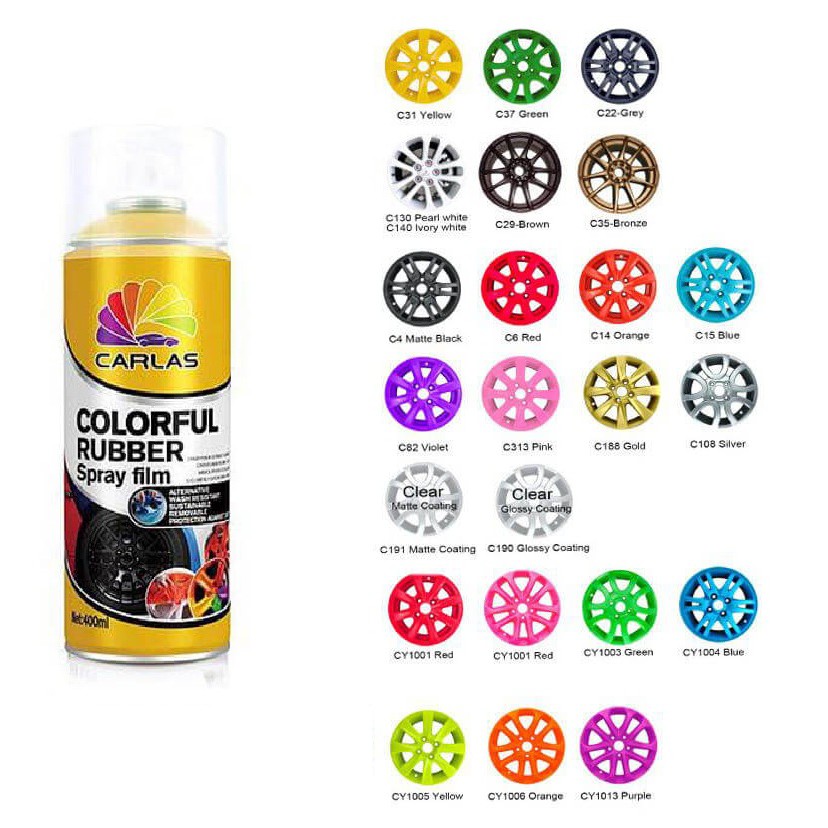 Carlas Rubber Paint Cat karet Pelek Velg Pylox Semprot Ban Mobil Motor Avanza Xenia Vario Mio Dll