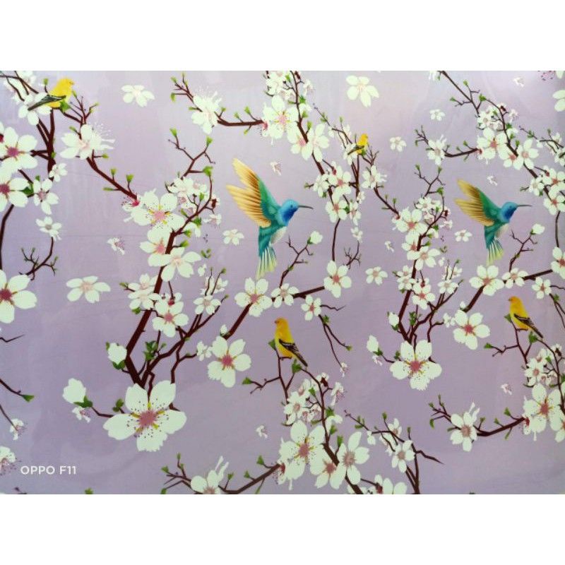Fiber Pagar Penutup plastik motif bunga sakura ungu hijau pink