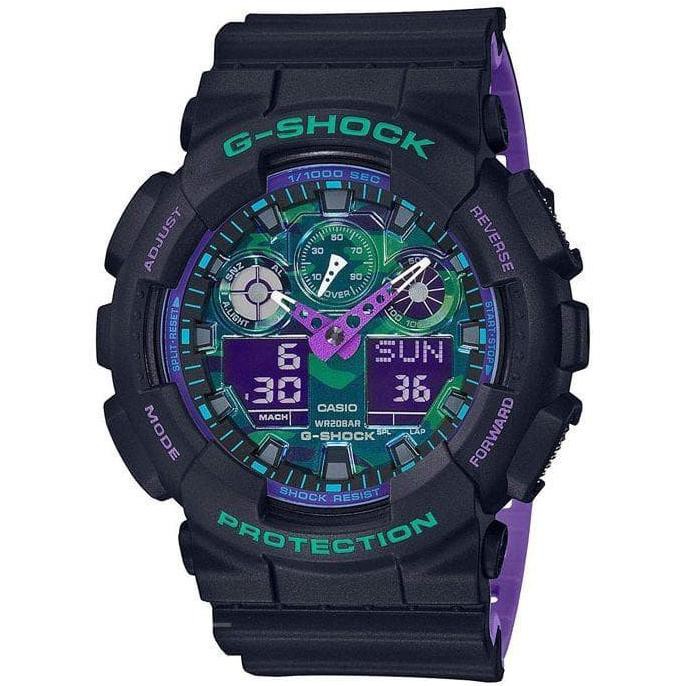 Casio G-Shock Ga-100Bl-1Adr / Ga100Bl - Jam Tangan Pria - Hitam Ungu Dudung.Store