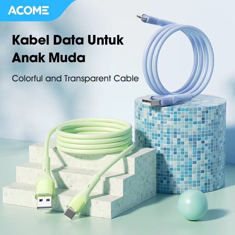 ACOME AGC010 Kabel Data Type C Fast Charging 18W 1 Meter Seri Warna Warni - Garansi Resmi 1 Tahun