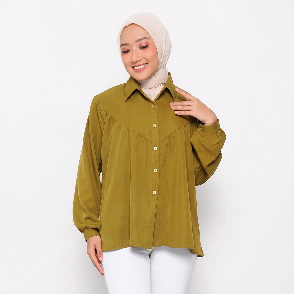 kemeja korean blouse wanita/atasan stella shirt lengan panjang