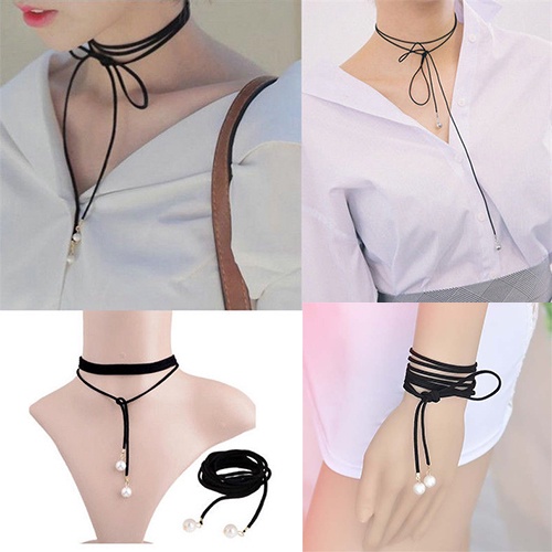 Hu Hu Hu Hu Hu Alat Bantu Pasang Kacamata♡ Kalung Choker Tali Velvet Gaya Gothic Retro Boho Untuk Wanita