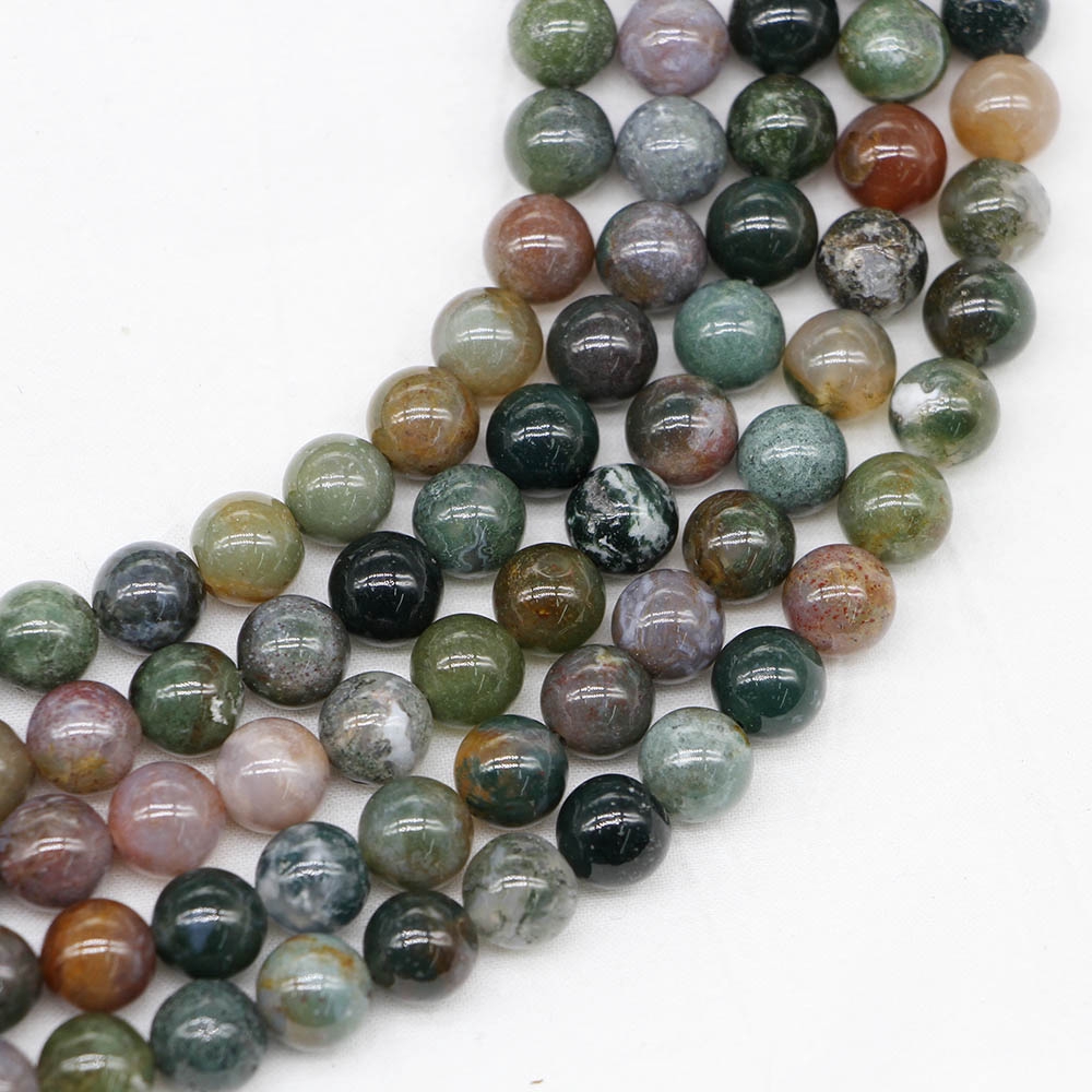 Natural Stone Indian Agate Bead Round Loose Spacer Beads For Jewelry Making Accessories DIY Bracelet Chain 1strinh 4-10mm