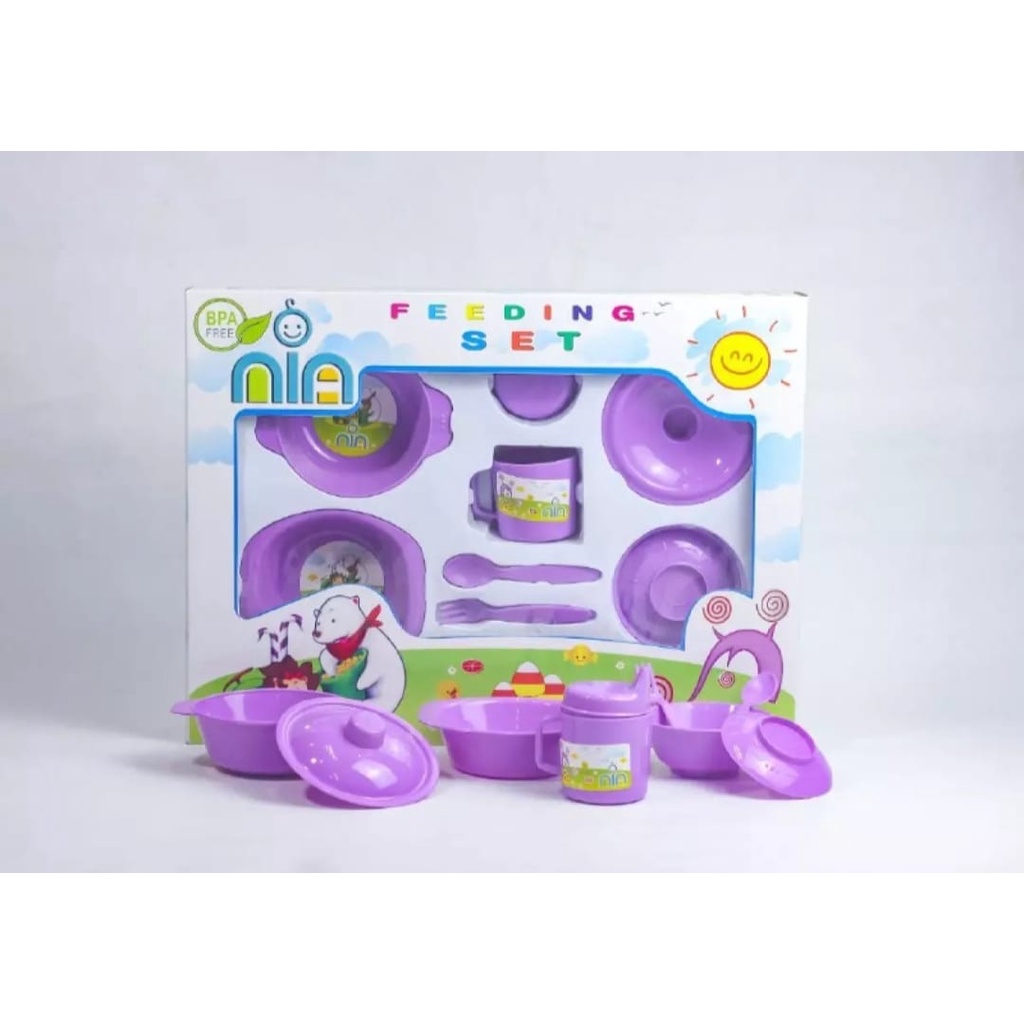 NIA - FEEDING SET NIA BESAR JUMBO-TEMPAT MAKAN BAYI KOMPLIT NIA- PERLENGKAPAN MAKAN BAYI TERMURAH