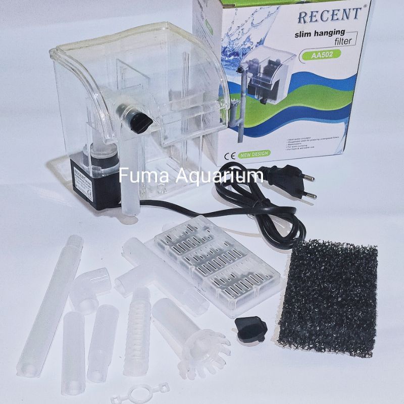 RECENT AA 502 Filter Gantung Aquarium Aquascape Transparan + Skimmer Filter Hang on Akuarium