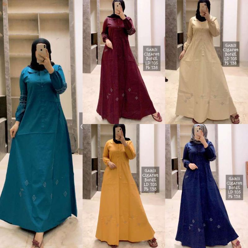Gamis Inayah / Gamis Dannis Katun / Gamis Katun Cigaret Bordir