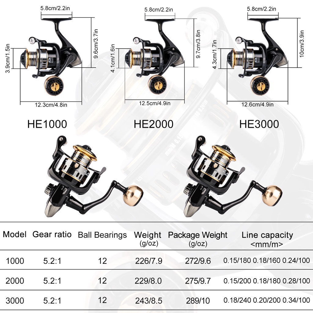 Reel Pancing Pemintalan Lipat Super Kuat Kiri Kanan Pegangan EVA Logam yang Dapat Diganti-ganti Rasio 5.2: 1 12 Bantalan Bola Seri 1000 2000 3000 Seri Logam Spool Spinning Wheel untuk Memancing Ikan Mas di Danau Air Tawar Air Asin