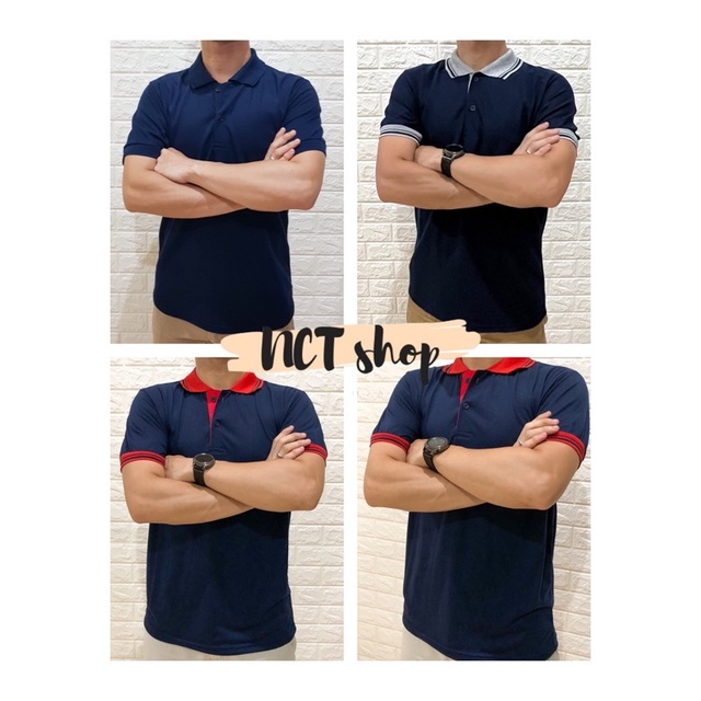 Polo Shirt NAVY / PoloShirt / Kaos Kerah Polos Kombinasi Unisex