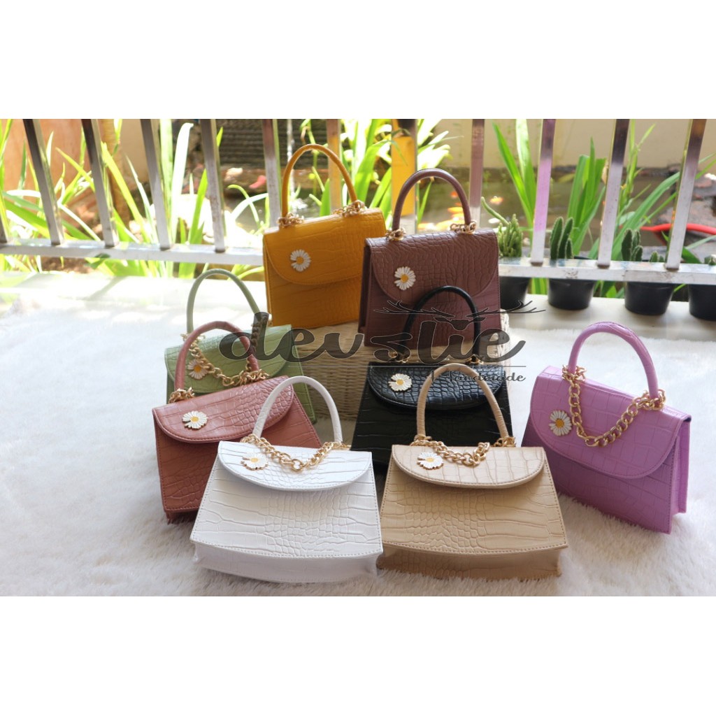 Tas selempang wanita DAISY flower/mini croco bag/tas korea bunga/tas andin/tas ikatan cinta