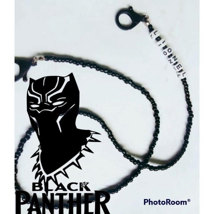 Kalung masker anak laki-laki SUPERHRO BLACK PANTHER / Strap masker anak laki-laki(bisa Request nama)