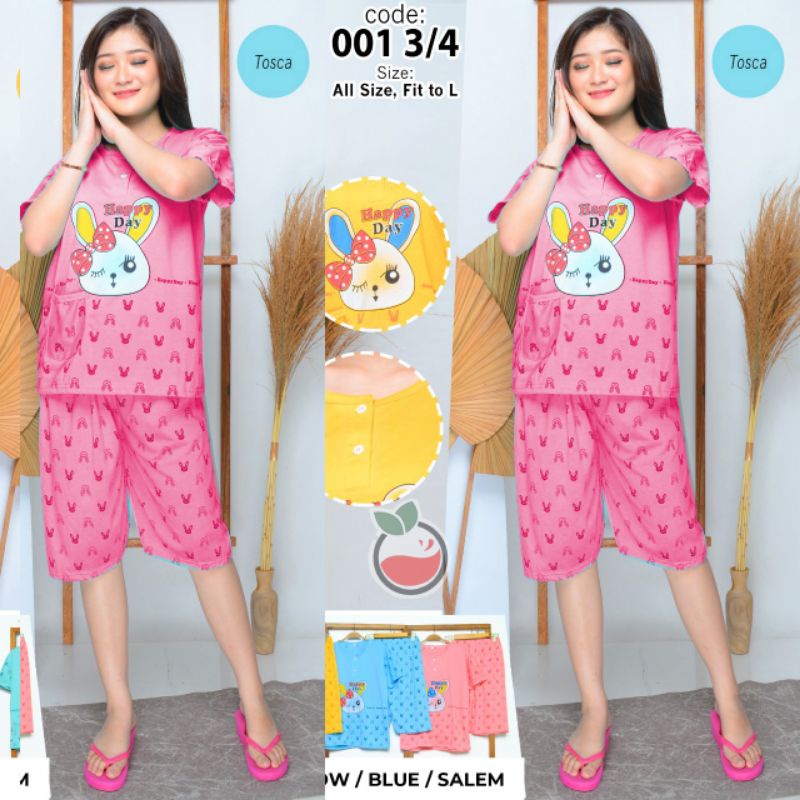 SUNCHERY COD BAJU TIDUR 3/4 ALL SIZE/BABYDOLL KEKINIAN MURAH/SLEEPWEAR WANITA-HAPPY DAY SALEM
