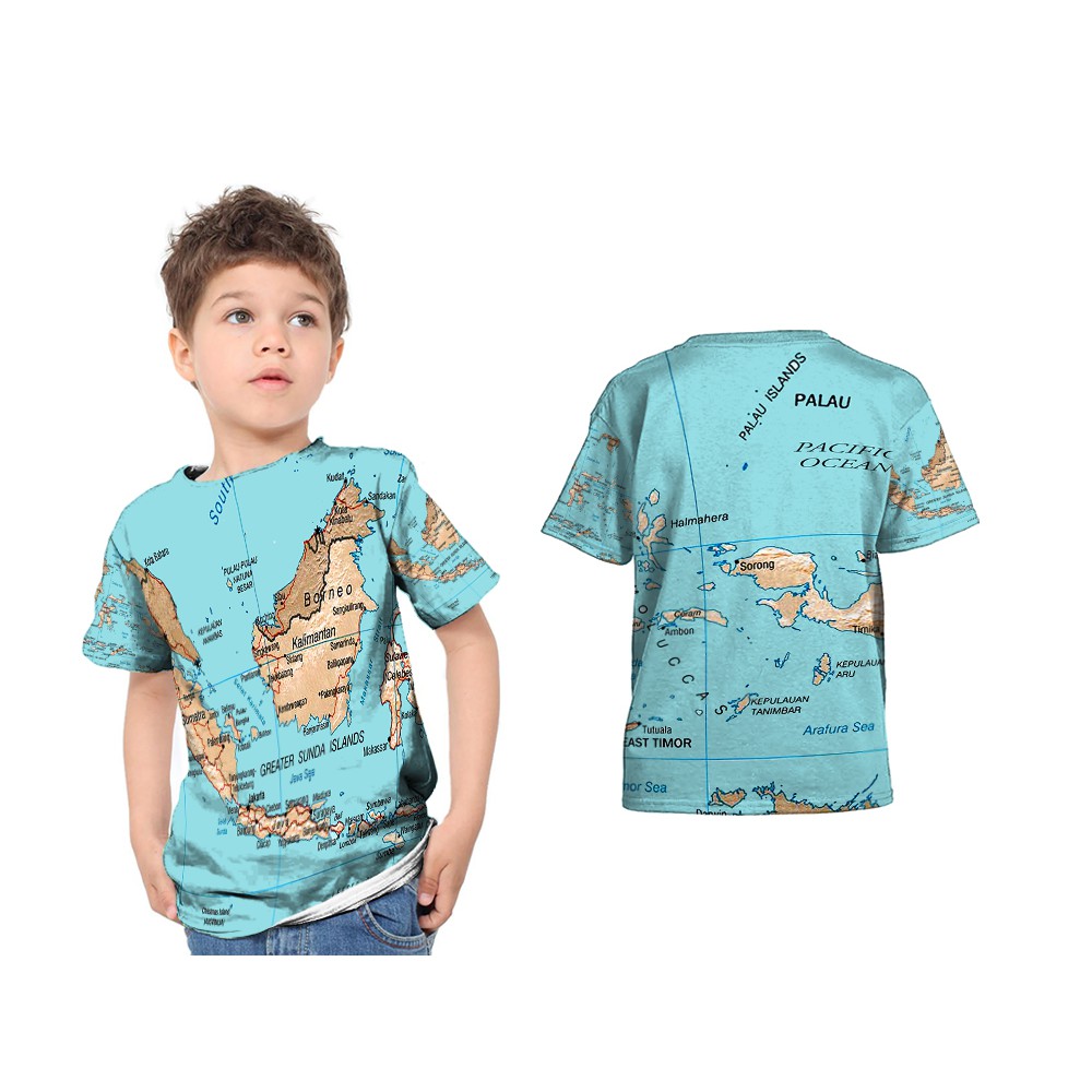 kaos baju anak peta indonesia