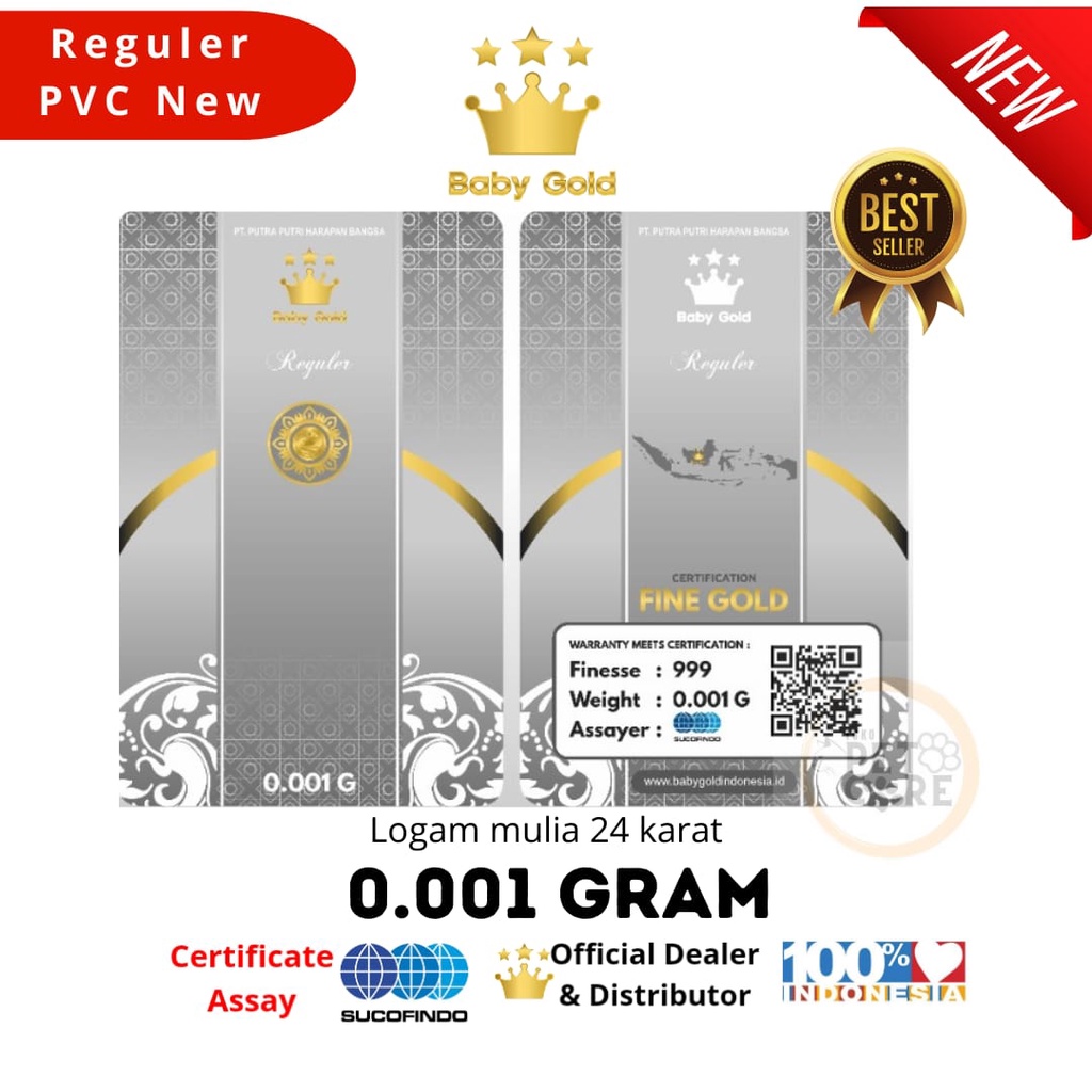 BABY GOLD PVC EMAS MINI LOGAM MULIA 0.001 gr / 0.002 gr / 0.005 GRAM