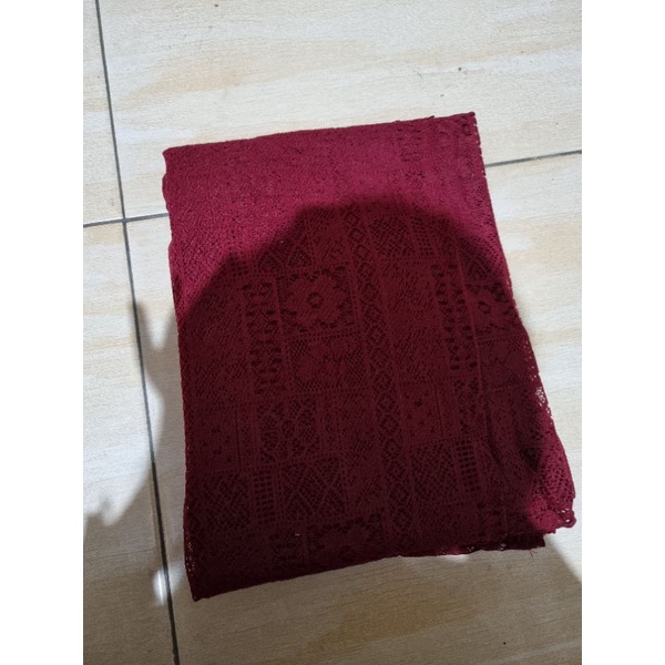 OUTER BROKAT KERUT// KARDIGAN BRUKAT // ATASAN BRUKAT KERUT // KARDIGAN OVERSIZE-Crop Marun