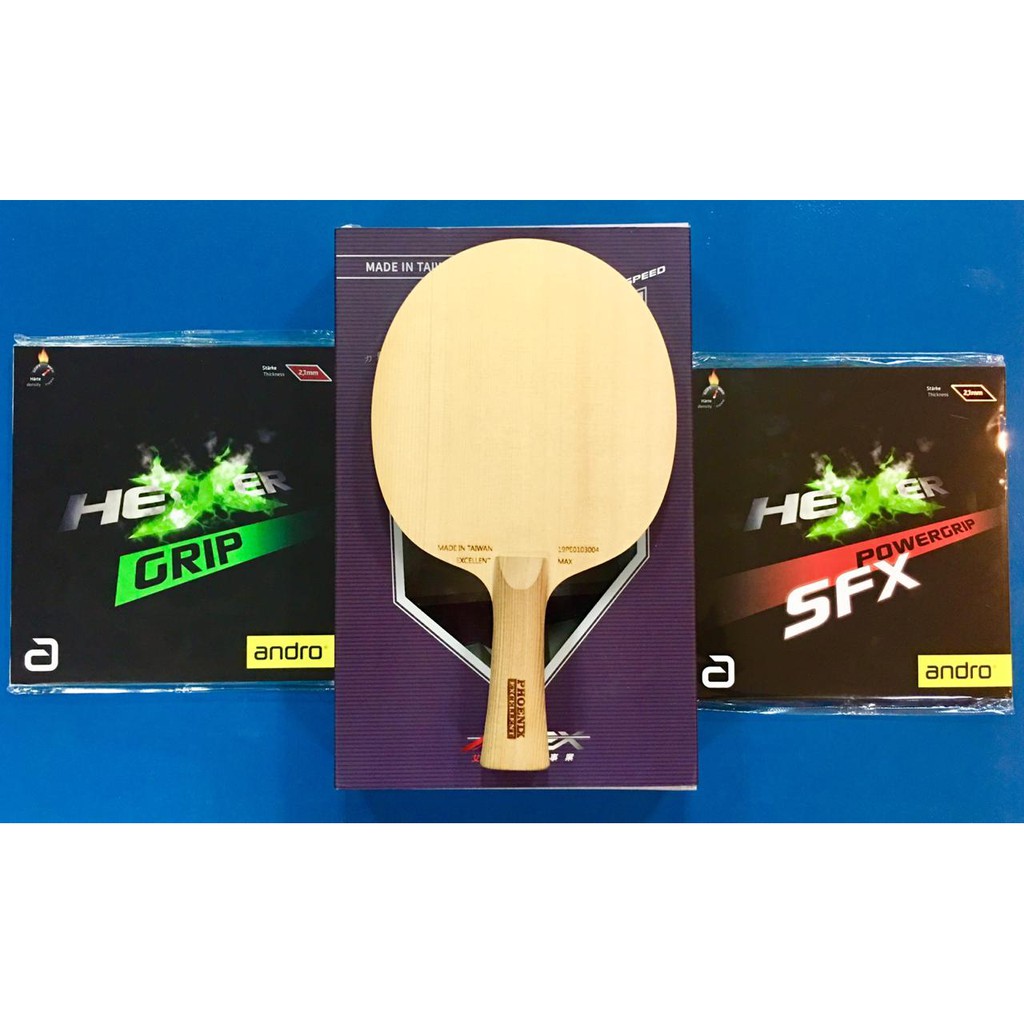 Setup Tenis Meja Pingpong Ariex 1 PLY Kiso Hinoki Hexer Grip Powergrip SFX