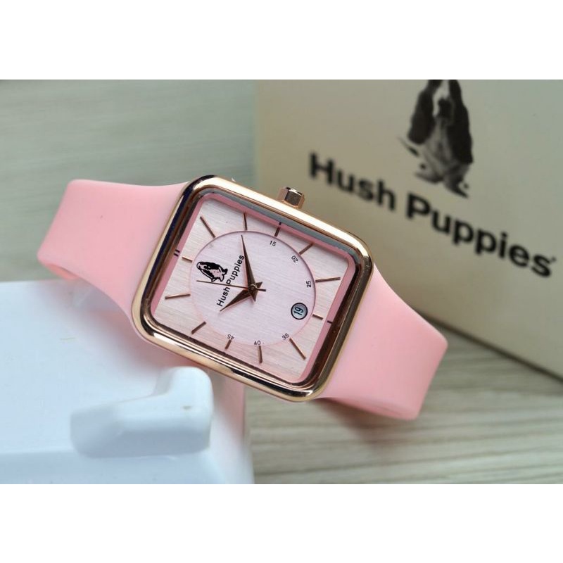 JAM TANGAN WANITA HUSH PUPPIES TALI RUBBER TGL AKTIF FREE BOX ORI