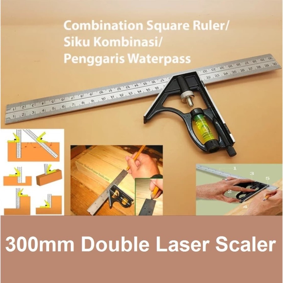 

TERMURAH Siku Try Square Combination Penggaris Dengan Water pass Siku Tukang Kombinasi Waterpa