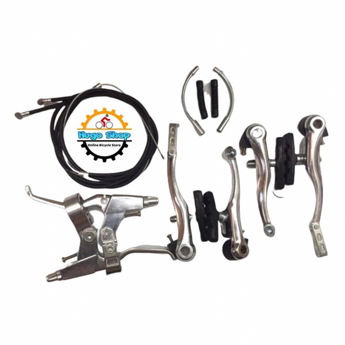 Grosir Brake / Rem Set Sepeda Model V Aluminium- Silver Elegan